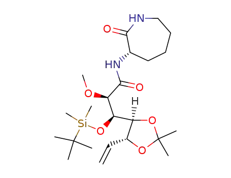 Molecular Structure of 870093-45-1 ((2R,3R)-3-(tert-Butyl-dimethyl-silanyloxy)-3-((4S,5R)-2,2-dimethyl-5-vinyl-[1,3]dioxolan-4-yl)-2-methoxy-N-((S)-2-oxo-azepan-3-yl)-propionamide)