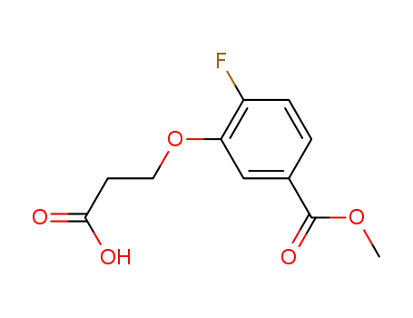 Molecular Structure of 909407-23-4 (3-(2-carboxy-ethoxy)-4-fluoro-benzoic acid methyl ester)