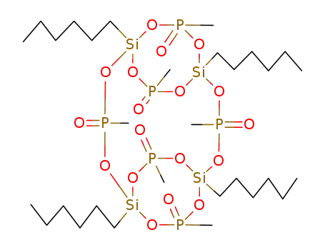 1,5,9,13-Tetrahexyl-3,7,11,15,18,21-hexamethyl-2,4,6,8,10,12,14,16,17,19,20,22-dodecaoxa-3,7,11,15,18,21-hexaphospha-1,5,9,13-tetrasila-tricyclo[11.3.3.3<sup>5,9</sup>]docosane 3,7,11,15,18,21-hexaoxide