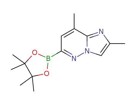 Molecular Structure of 1825352-86-0 (2,8-dimethyl-6-(4,4,5,5-tetramethyl-1,3,2-dioxaborolan-2-yl)imidazo[1,2-b]pyridazine)