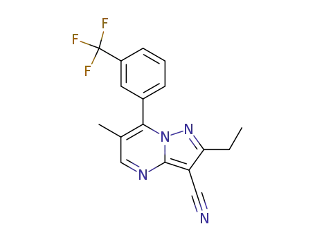 2-ethyl-6-methyl-7-(3-trifluoromethyl-phenyl)-pyrazolo[1,5-<i>a</i>]pyrimidine-3-carbonitrile