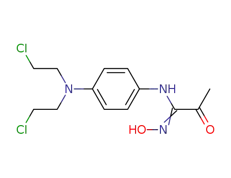 Molecular Structure of 18237-80-4 (N-[4-[Bis(2-chloroethyl)amino]phenyl]-2-oxopropanamide oxime)