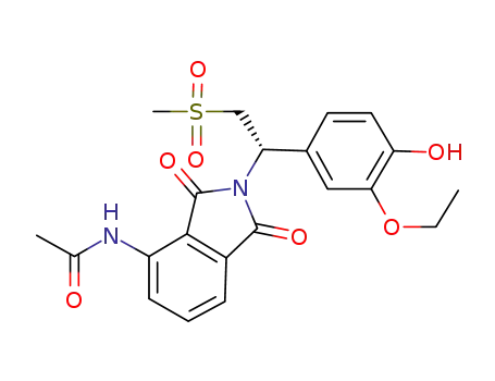Molecular Structure of 1384441-38-6 ((S)-N-(2-(1-(3-ethoxy-4-hydroxyphenyl)-2-(methylsulfonyl)ethyl)-1,3-dioxoisoindolin-4-yl)acetamide)