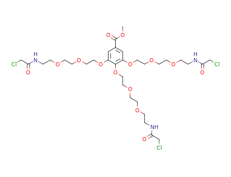 Molecular Structure of 202803-53-0 (3,4,5-Tris-(2-{2-[2-(2-chloro-acetylamino)-ethoxy]-ethoxy}-ethoxy)-benzoic acid methyl ester)