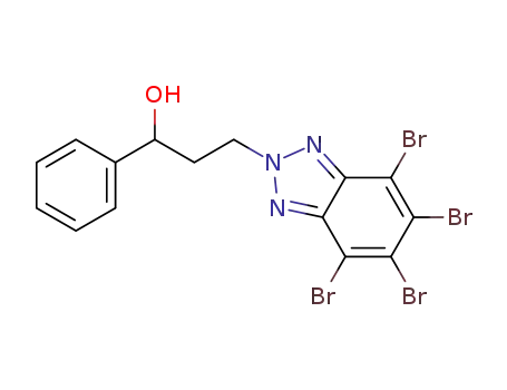 Molecular Structure of 1621176-41-7 (1-phenyl-3-(4,5,6,7-tetrabromo-2H-benzotriazol-2-yl)propan-1-ol)