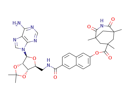 1,5,7-Trimethyl-2,4-dioxo-3-aza-bicyclo[3.3.1]nonane-7-carboxylic acid 6-{[(3aS,4S,6S,6aS)-6-(6-amino-purin-9-yl)-2,2-dimethyl-tetrahydro-furo[3,4-d][1,3]dioxol-4-ylmethyl]-carbamoyl}-naphthalen-2-yl ester