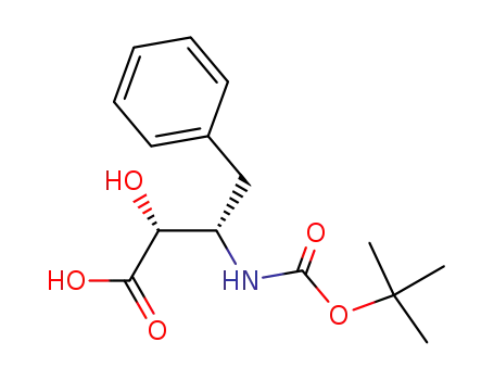 Molecular Structure of 105181-72-4 ((2R,3S)-3-tert-butoxycarbonylamino-2-hydroxy-4-phenylbutyric acid)