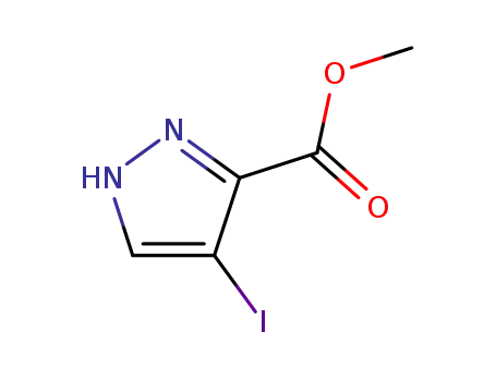 Molecular Structure of 136944-79-1 (1H-Pyrazole-3-carboxylic acid, 4-iodo-, methyl ester)