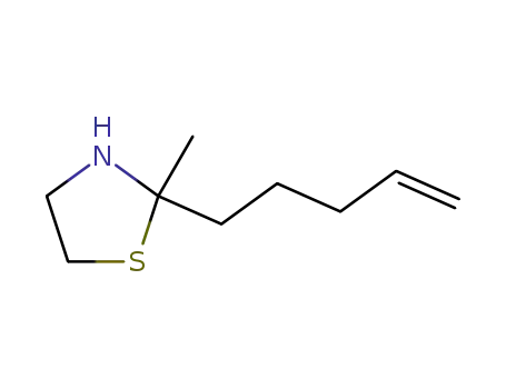 Molecular Structure of 75606-55-2 (2-Methyl-2-(4-pentenyl)thiazolidine)