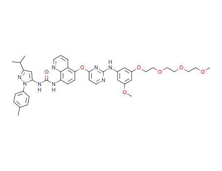 1-(3-isopropyl-1-(p-tolyl)-1H-pyrazol-5-yl)-3-(5-((2-((3-methoxy-5-(2-(2-(2-methoxyethoxy)ethoxy)ethoxy)phenyl)amino)pyrimidin-4-yl)oxy)quinolin-8-yl)urea