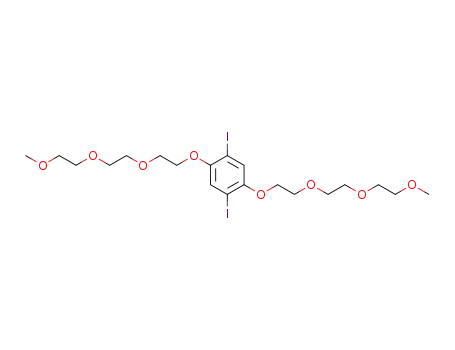 Molecular Structure of 250608-58-3 (Benzene, 1,4-diiodo-2,5-bis[2-[2-(2-methoxyethoxy)ethoxy]ethoxy]-)