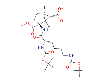 Molecular Structure of 441775-51-5 ((1S,2S,5R,6S)-2-[(2'S)-(2',6'-bis(tert-butoxycarbonyl)amino)hexanoyl]aminobicyclo[3.1.0]hexane-2,6-dicarboxylic acid dimethyl ester)