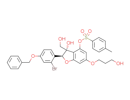 6-(3-hydroxypropoxy)-2-(4-(benzyloxy)-2-bromophenyl)-2,3-dihydro-3-hydroxy-3-(hydroxymethyl)benzofuran-4-yl 4-methylbenzenesulfonate