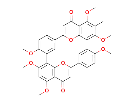 Molecular Structure of 61110-43-8 (4H-1-Benzopyran-4-one,
2-[3-[5,7-dimethoxy-2-(4-methoxyphenyl)-4-oxo-4H-1-benzopyran-8-yl]-
4-methoxyphenyl]-5,7-dimethoxy-6-methyl-)