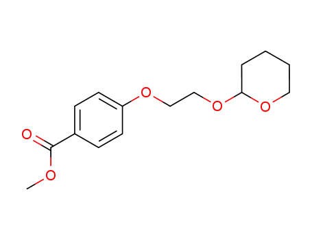 Molecular Structure of 182358-82-3 (4-[2-(tetrahydropyran-2-yloxy)ethoxy]benzoic acid methyl ester)
