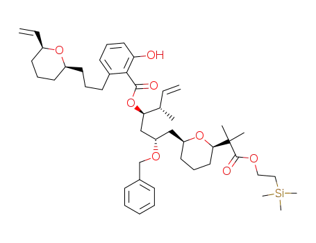 2-Hydroxy-6-[3-((2S,6S)-6-vinyl-tetrahydro-pyran-2-yl)-propyl]-benzoic acid (1R,2S)-1-((S)-2-benzyloxy-3-{(2S,6R)-6-[1-methyl-1-(2-trimethylsilanyl-ethoxycarbonyl)-ethyl]-tetrahydro-pyran-2-yl}-propyl)-2-methyl-but-3-enyl ester