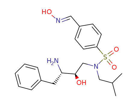 Molecular Structure of 890904-63-9 (N-((2R,3S)-3-amino-2-hydroxy-4-phenylbutyl)-4-(E-hydroxyiminomethyl)-N-(isobutyl)benzenesulfonamide)