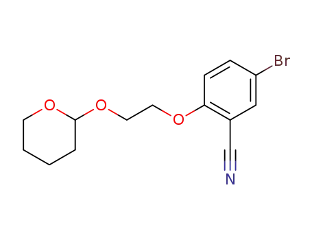 Molecular Structure of 1208250-16-1 (5-bromo-2-(2-(tetrahydro-2H-pyran-2-yloxy)ethoxy)benzonitrile)