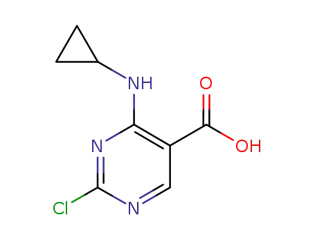 Molecular Structure of 1192711-37-7 (2-chloro-4-(cyclopropylamino)pyrimidine-5-carboxylic acid)