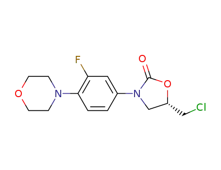 Molecular Structure of 1345879-89-1 ((S)-5-(chloromethyl)-3-[3-fluoro-4-(4-morpholinyl)phenyl]-2-oxazolid-2-one)