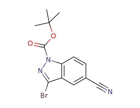 Molecular Structure of 473416-06-7 (1H-Indazole-1-carboxylic acid, 3-bromo-5-cyano-, 1,1-dimethylethyl ester)