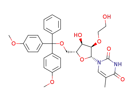 Molecular Structure of 212061-57-9 (2'-O-(2-Hydroxyethyl)-5'-O-dimethoxytrityl-5-methyluridine)