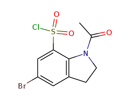 Molecular Structure of 30691-46-4 (1-acetyl-5-broMo-2,3-dihydro-1H-indole-7-sulfonyl chloride)