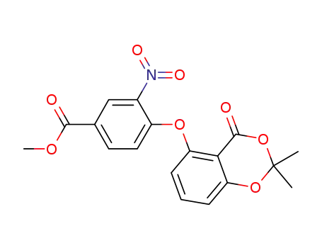 Molecular Structure of 675139-42-1 (Benzoic acid,
4-[(2,2-dimethyl-4-oxo-4H-1,3-benzodioxin-5-yl)oxy]-3-nitro-, methyl
ester)