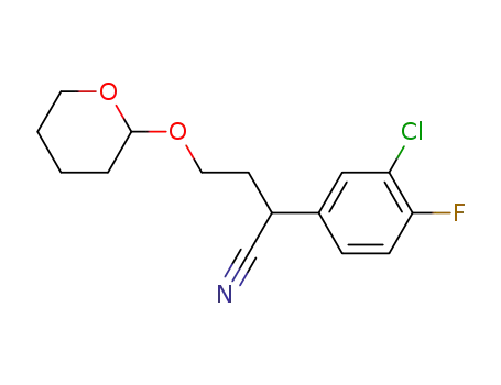 Molecular Structure of 1231957-81-5 (2-(3-chloro-4-fluorophenyl)-4-(tetrahydro-2H-pyran-2-yloxy)butanenitrile)