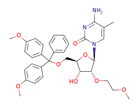 Molecular Structure of 182496-00-0 (Cytidine,
5'-O-[bis(4-methoxyphenyl)phenylmethyl]-2'-O-(2-methoxyethyl)-5-methyl
-)