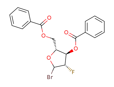 Molecular Structure of 98855-71-1 (((2R,3R,4S)-3-(benzoyloxy)-5-bromo-4-fluorotetrahydrofuran-2-yl)methyl benzoate)