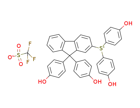Molecular Structure of 1112460-26-0 (trifluoromethanesulfonate [9,9-bis(4-hydroxyphenyl)-9H-fluorene-2-yl]bis(4-hydroxyphenyl)sulfonium)