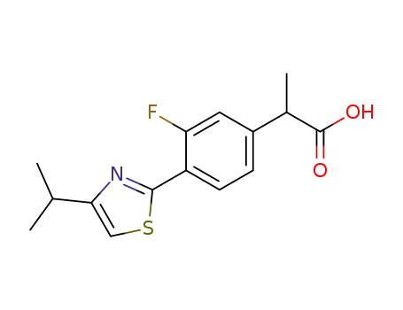 Molecular Structure of 138568-72-6 (3-Fluoro-α-methyl-4-(4-isopropyl-2-thiazolyl)benzeneacetic acid)
