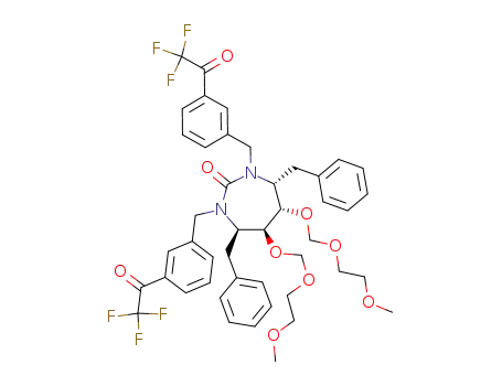 Molecular Structure of 188978-32-7 ((4R,5S,6S,7R)-4,7-Dibenzyl-5,6-bis-(2-methoxy-ethoxymethoxy)-1,3-bis-[3-(2,2,2-trifluoro-acetyl)-benzyl]-[1,3]diazepan-2-one)