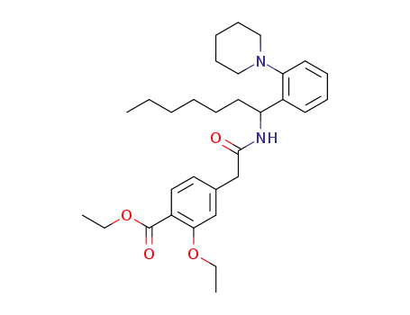 Molecular Structure of 219922-26-6 (ethyl 2-ethoxy-4-<2-<<1-<2-(1-piperidinyl)phenyl>heptyl>amino>-2-oxoethyl>-benzoate)