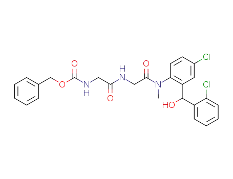 Molecular Structure of 59180-30-2 (4-chloro-2-(o-chloro-α-hydroxybenzyl)-N-methyl-N<sup>α</sup>-<(benzyloxycarbonyl)glycyl>glycinanilide)