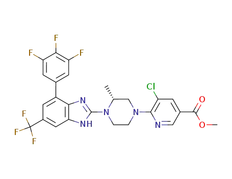 3-Pyridinecarboxylic acid,
5-chloro-6-[(3R)-3-methyl-4-[6-(trifluoromethyl)-4-(3,4,5-trifluorophenyl)-
1H-benzimidazol-2-yl]-1-piperazinyl]-, methyl ester