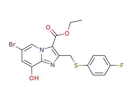Molecular Structure of 1286716-36-6 (ethyl 6-bromo-2-((4-fluorophenylthio)methyl)-8-hydroxyimidazo[1,2-a]pyridine-3-carboxylate)