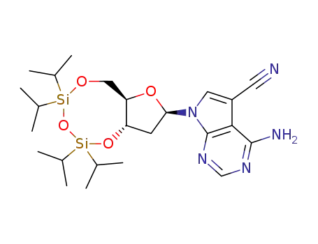 4-Amino-7-((2R,3aS,9aR)-5,5,7,7-tetraisopropyl-tetrahydro-1,4,6,8-tetraoxa-5,7-disila-cyclopentacycloocten-2-yl)-7H-pyrrolo[2,3-d]pyrimidine-5-carbonitrile