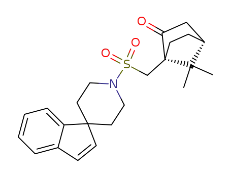Molecular Structure of 137419-04-6 (Spiro[1H-indene-1,4'-piperidine],
1'-[[(7,7-dimethyl-2-oxobicyclo[2.2.1]hept-1-yl)methyl]sulfonyl]-, (1S)-)