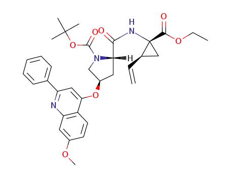 1-Pyrrolidinecarboxylic acid,
2-[[[(1R,2S)-2-ethenyl-1-(ethoxycarbonyl)cyclopropyl]amino]carbonyl]-4-
[(7-methoxy-2-phenyl-4-quinolinyl)oxy]-, 1,1-dimethylethyl ester,
(2S,4R)-