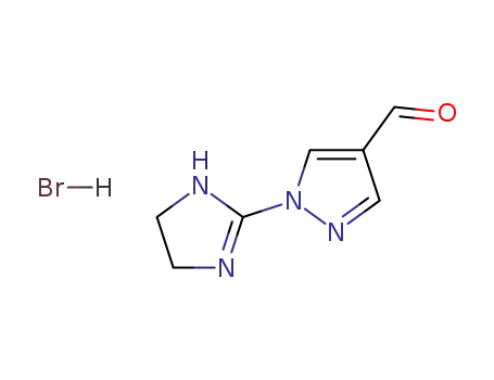 Molecular Structure of 132906-77-5 (1-<imidazol-2-in-2-yl>pyrazole-4-carbaldehyde bromohydrate)