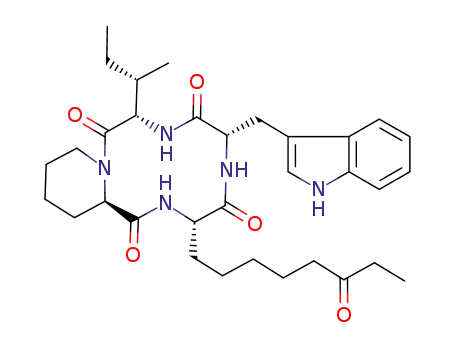 Molecular Structure of 183506-67-4 (Cyclo[(2S)-2-amino-8-oxodecanoyl-Ltryptophyl- L-isoleucyl-(2R)-2- piperidinecarbonyl] )