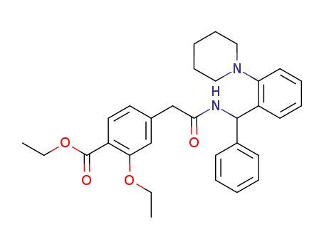 Molecular Structure of 99469-91-7 (ethyl 2-ethoxy-4-[N-(α-phenyl-2-piperidino-benzyl)aminocarbonylmethyl]-benzoate)