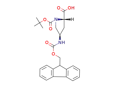 Molecular Structure of 176486-63-8 ((2S,4R)-FMOC-4-AMINO-1-BOC-PYRROLIDINE-2-CARBOXYLIC ACID)