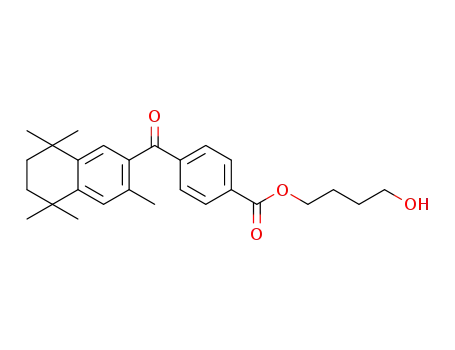 Molecular Structure of 1370556-53-8 (4-hydroxybutyl 4-(3,5,5,8,8-pentamethyl-5,6,7,8-tetrahydronaphthalene-2-carbonyl)benzoate)
