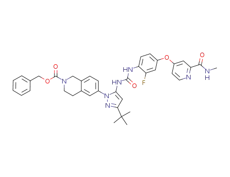 benzyl 6-(3-tert-butyl-5-(3-(2-fluoro-4-(2-(methylcarbamoyl)pyridin-4-yloxy)phenyl)ureido)-1H-pyrazol-1-yl)-3,4-dihydroisoquinoline-2(1H)-carboxylate