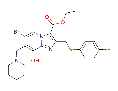 ethyl 6-bromo-2-((4-fluorophenylthio)methyl)-8-hydroxy-7-(piperidin-1-ylmethyl)imidazo[1,2-a]pyridine-3-carboxylate