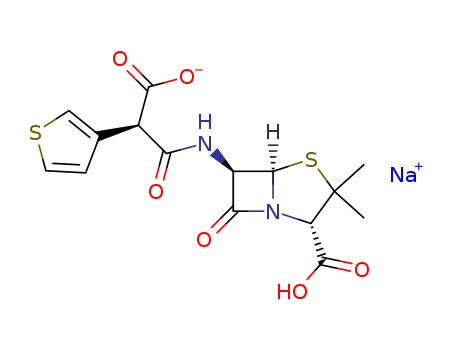 4-Thia-1-azabicyclo[3.2.0]heptane-2-carboxylicacid, 6-[[(2R)-carboxy-3-thienylacetyl]amino]-3,3-dimethyl-7-oxo-, monosodiumsalt, (2S,5R,6R)- (9CI)