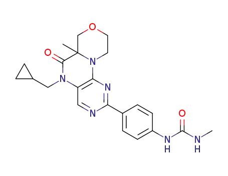 Molecular Structure of 1268473-76-2 (1-(4-(5-(cyclopropylmethyl)-6a-methyl-6-oxo-5,6,6a,7,9,10-hexahydro-[1,4]oxazino[3,4-h]pteridin-2-yl)phenyl)-3-methylurea)